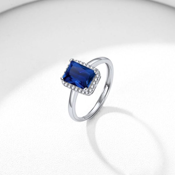 925 Sterling Silver Square Shape Birthstone Promise Rings